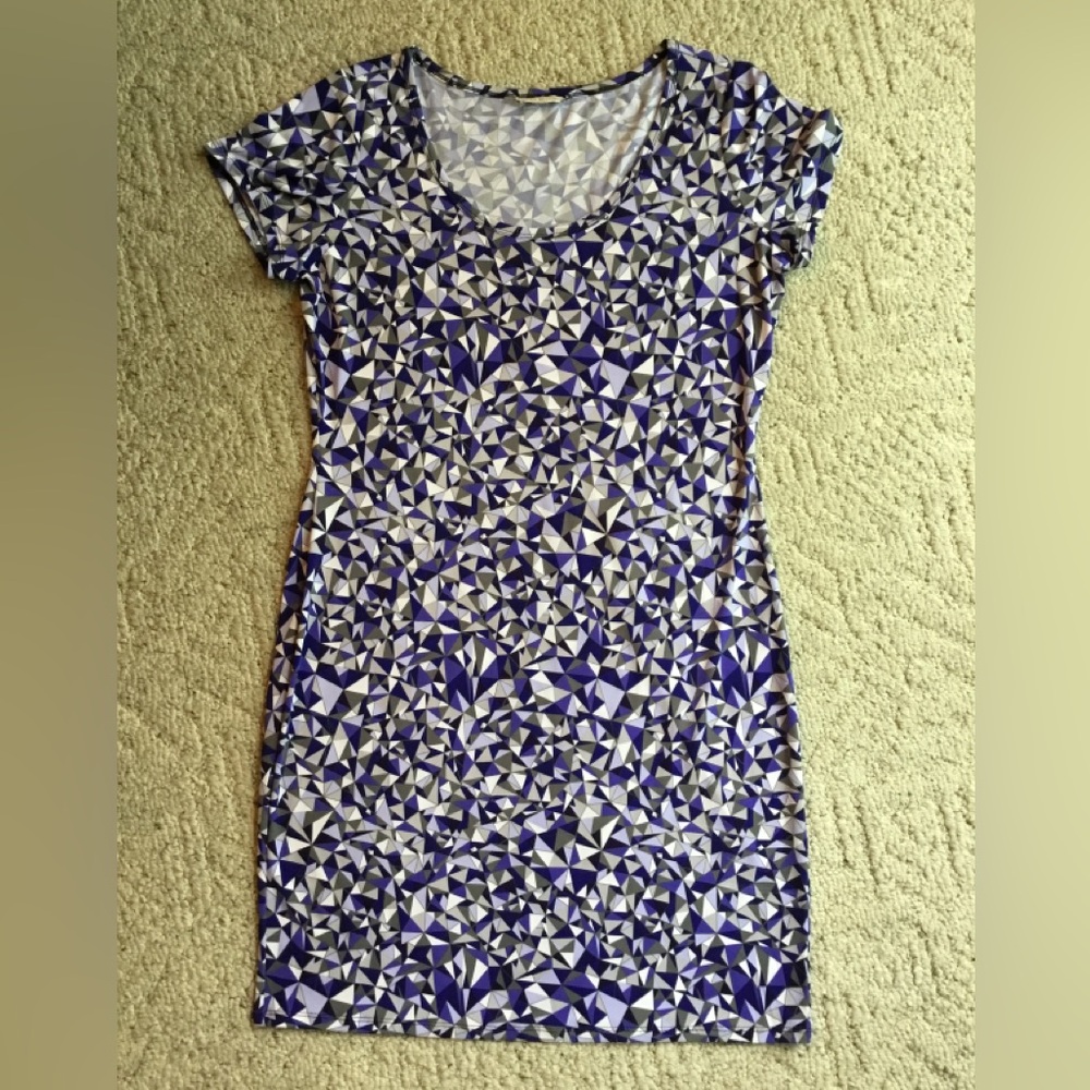 Dana Buchman Purple and White Geometric Midi Dress